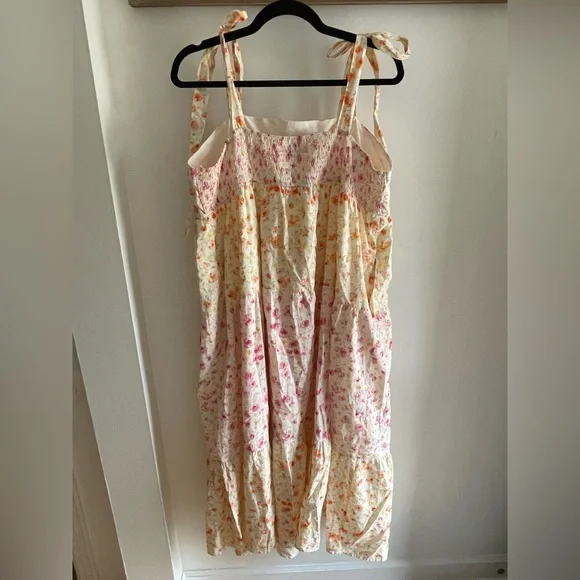 ARULA Cream Maxi Dress with Pink and Orange Floral Print - Picture 4 of 9